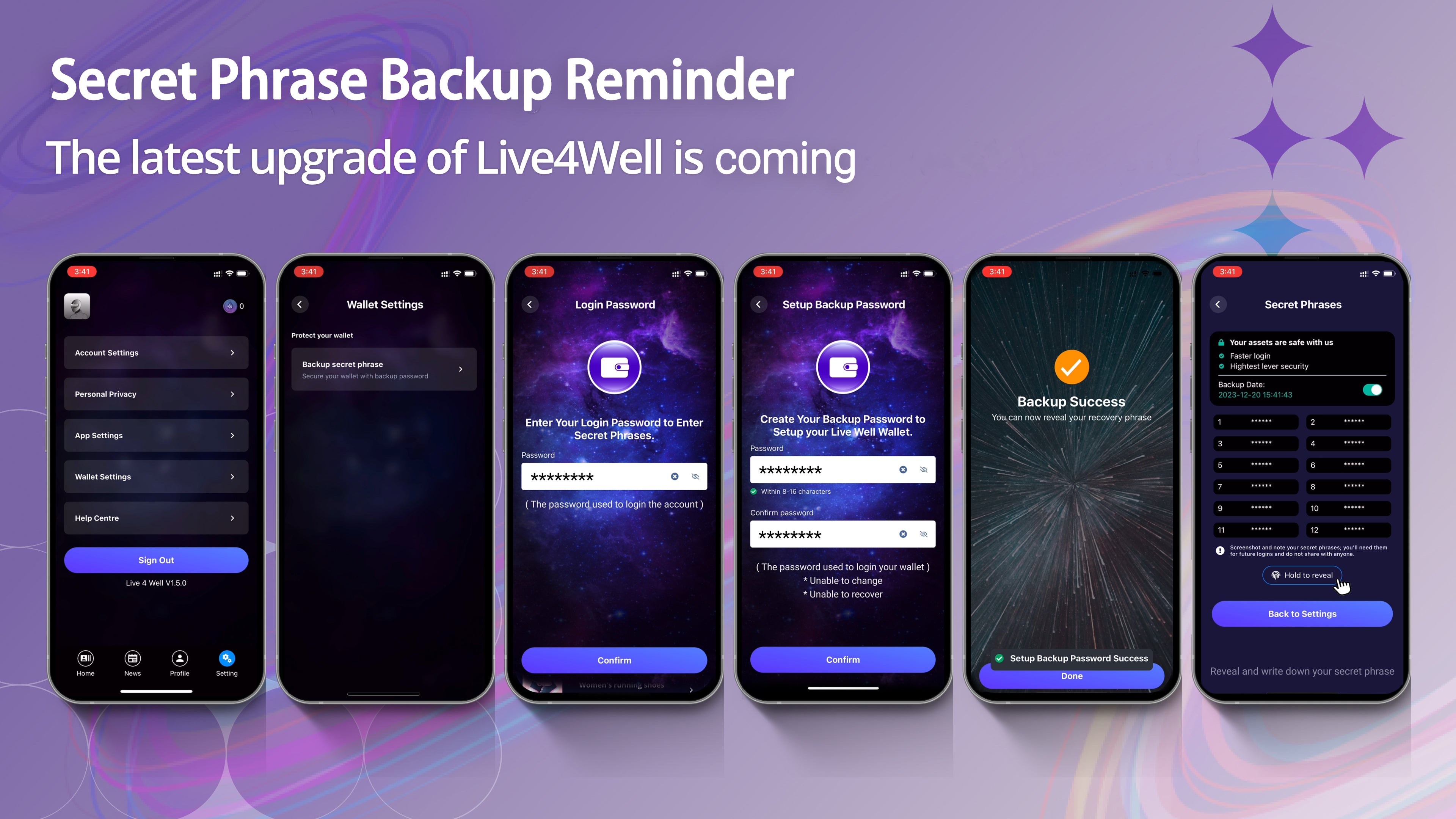 Secret Phrase Backup Reminder & Backup Password Set Up Tutorial
