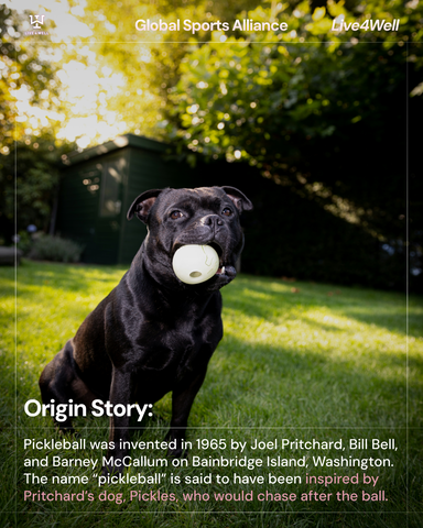 Origin Story: Pickleball was invented in 1965 by Joel Pritchard, Bill Bell, and Barney McCallum on Bainbridge Island, Washington. The name “pickleball” is said to have been inspired by Pritchard’s dog, Pickles, who would chase after the ball