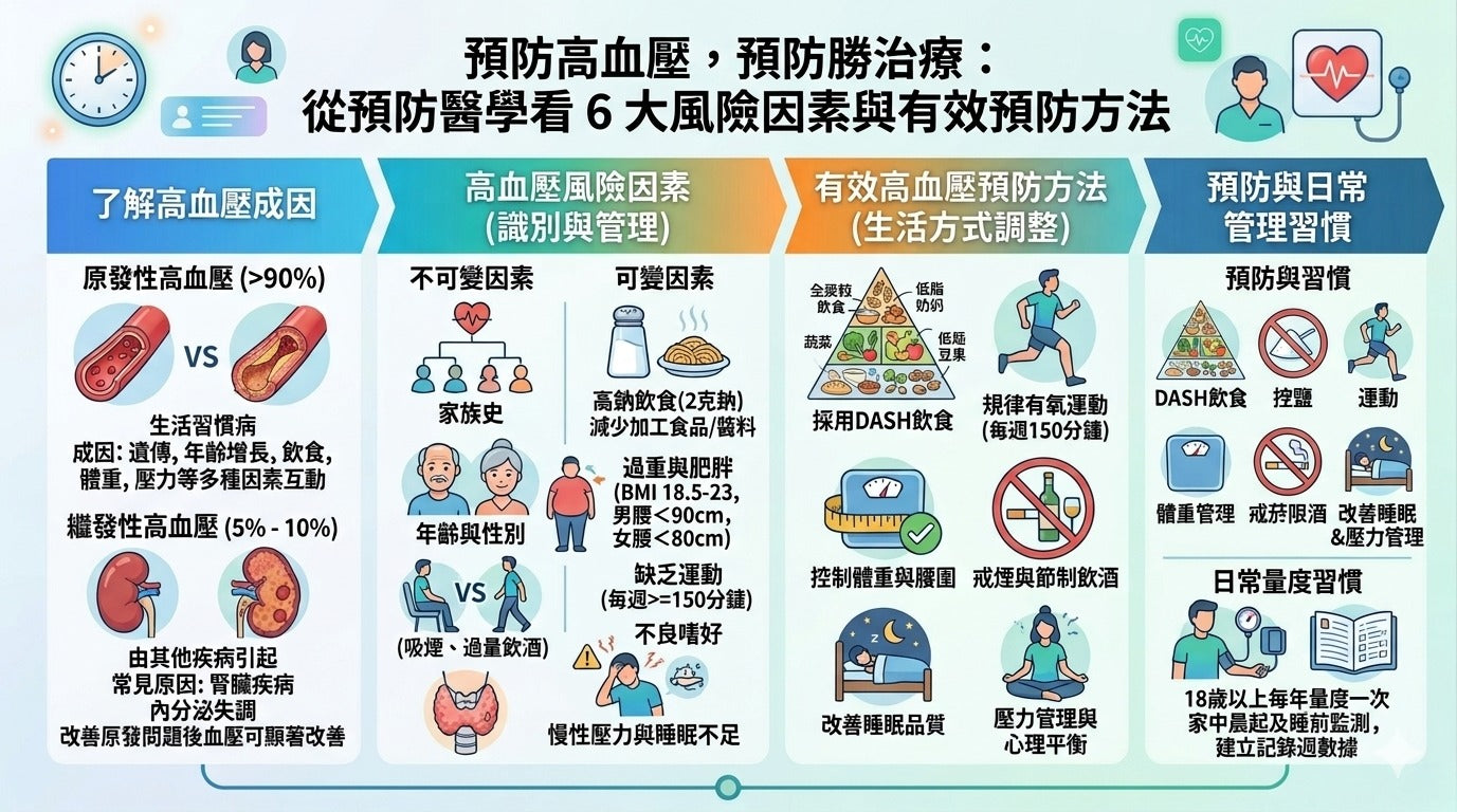 高血壓成因與預防：從預防醫學看 6 大風險因素與有效預防方法